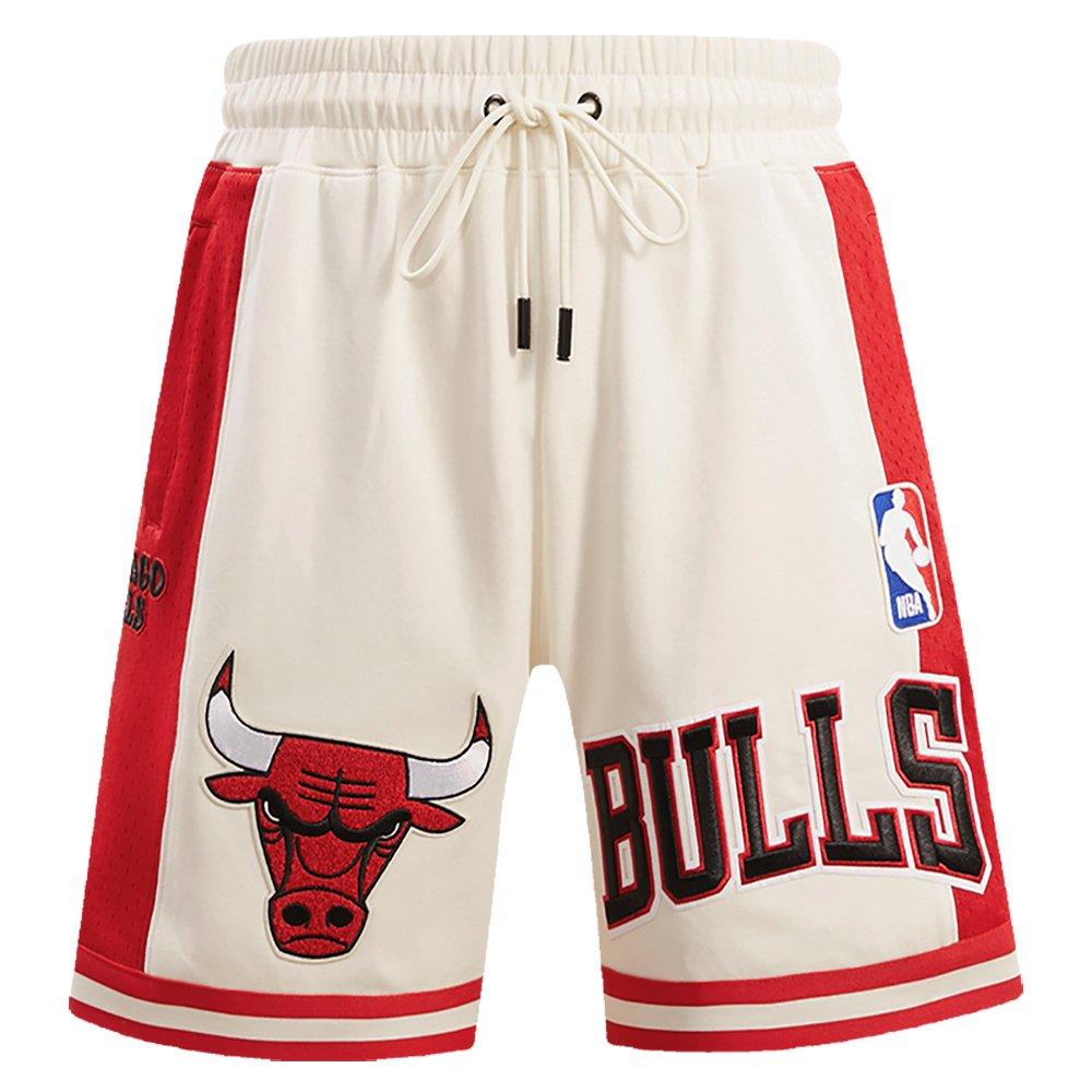 Pro Standard Men's NBA Chicago Bulls Retro Classic Double Knit Shorts -Eggshell/Red